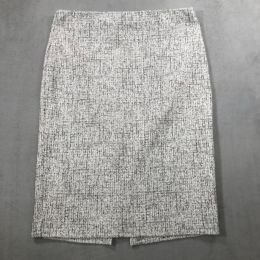 Express Pencil Skirt Womens L White Black Excellent Textured Knit Lined Knee